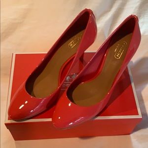 Coach Nala Patent Bright Coral Pump Heels - New